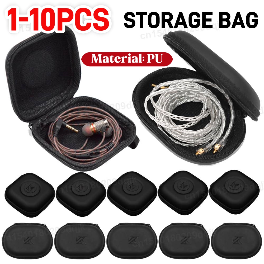 Travel Accessories Organizer Bag - 1-10PCS KZ Earphones Case PU Leather