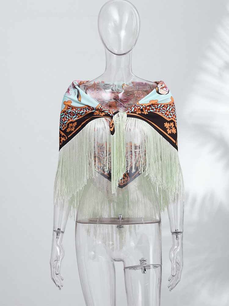 Vintage Printed Tassel Square  - Travel Accessories Aesthetic review and price